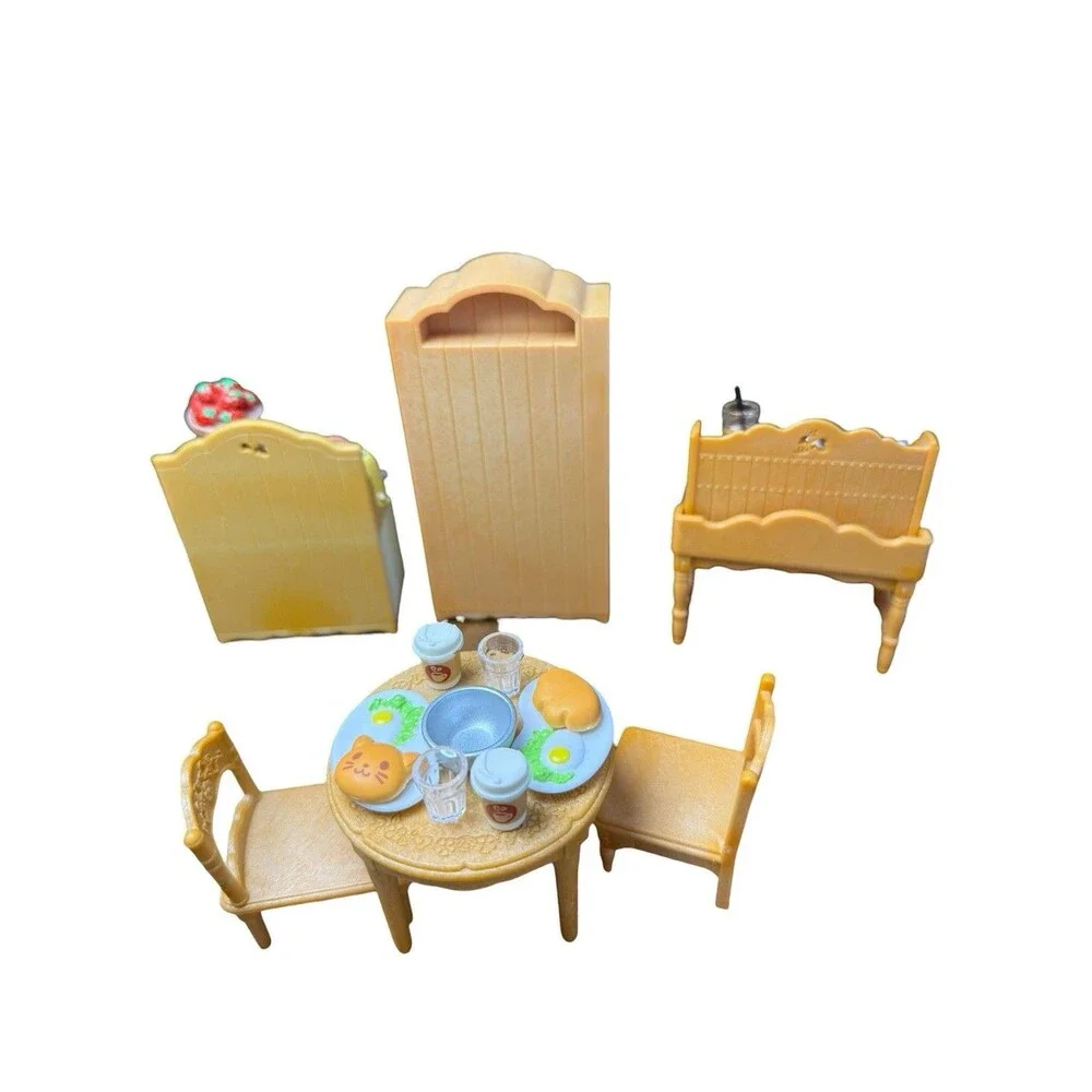 Calico Critter Kitchen Sink Table Chair Food Furniture Kitchen Dining Set